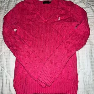Pink polo Ralph Lauren chunky knit sweater